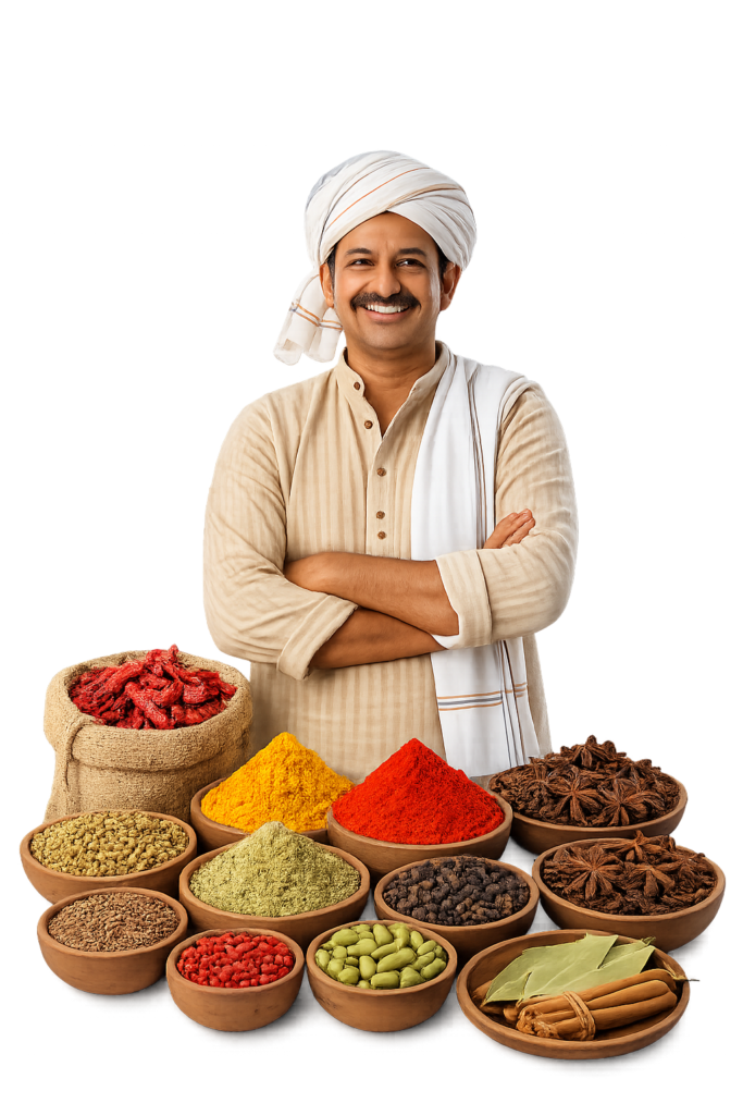 Farmer holding freshly harvested spice crop